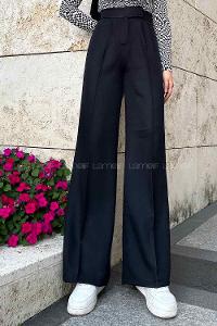 Lamelif Beli Cırt Cırtlı Palazzo Model Pantolon Siyah