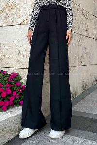 Lamelif Beli Cırt Cırtlı Palazzo Model Pantolon Siyah