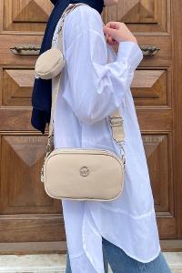 Lamelif Cuci İki Bölmeli Çapraz Kadın Çanta Vizonrengi