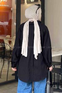 Lamelif Kraşlı Gömlek Siyah