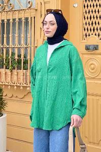 Lamelif Kraşlı Gömlek Yeşil