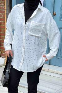 White Shirt Collar Long Arm Cotton Unprinted Shirt