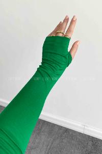 Lamelif Balıkçı Yaka Eldivenli Pamuklu Body Yeşil