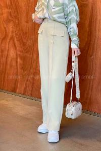 Lamelif Ön Kapak Cep Detaylı Çimalı Pantalon Bej