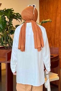 White Shirt Collar Long Arm Viscose Fabric Shirt