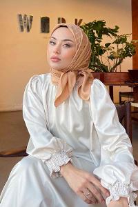 Lamelif Geometrik Desen Jakar Eşarp Camel