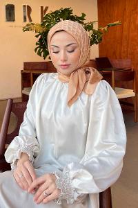 Lamelif Geometrik Desen Jakar Eşarp Camel