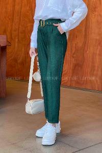 Emerald Green Linen High Waist Linen Pants