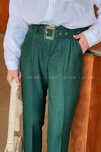 Emerald Green Linen High Waist Linen Pants