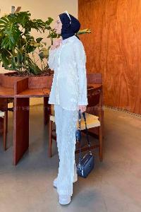 Ecru Shirt Collar Long Arm Without Accessories Cotton Regular Trousers Comfortable Suit