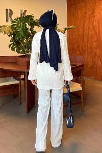 Ecru Shirt Collar Long Arm Without Accessories Cotton Regular Trousers Comfortable Suit