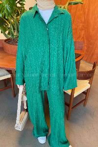 Emerald Green Shirt Collar Long Arm Without Accessories Cotton Regular Trousers Comfortable Suit