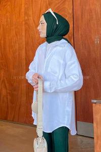 Lamelif Müslin Kumaş Gömlek Beyaz