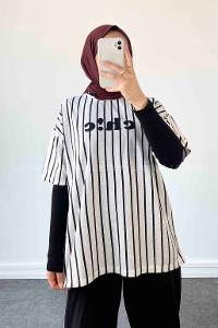 Black-white-1 Crew Neck Half Arm Arm Cotton Printed T-shirt