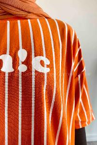 Lamelif  Çizgi Desenli T-Shirt Turuncu