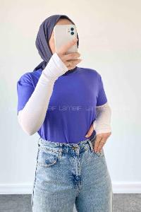 Purble Medium Crew Neck Short Arm Combed Fabric Unprinted T-shirt