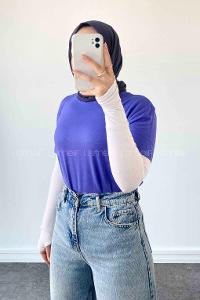 Purble Medium Crew Neck Short Arm Combed Fabric Unprinted T-shirt