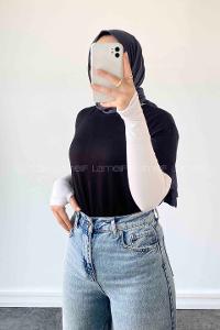 Black Medium Crew Neck Short Arm Combed Fabric Unprinted T-shirt