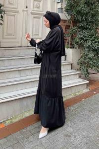 Lamelif Yarasa Kol Elbise Siyah