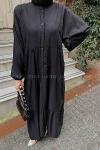 Lamelif Yarasa Kol Elbise Siyah