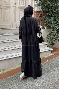 Lamelif Yarasa Kol Elbise Siyah