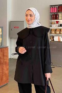 Lamelif  Bebe Yakalı Gömlek Siyah