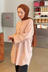 Powder Shirt Collar Bat Sleeve Arm Poplin Fabric Unprinted Shirt