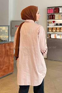 Powder Shirt Collar Bat Sleeve Arm Poplin Fabric Unprinted Shirt