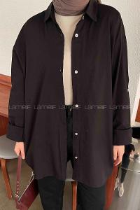 Black-1 Shirt Collar Bat Sleeve Arm Poplin Fabric Unprinted Shirt
