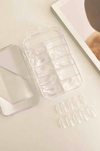 Lamelif Gold Beauty Takma Tırnak Badem Şeffaf