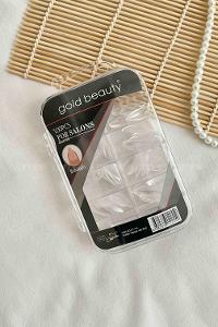 Lamelif Gold Beauty Takma Tırnak Badem Şeffaf