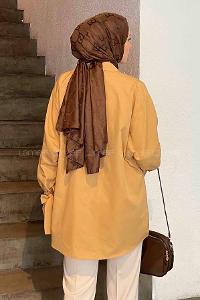 Lamelif Kol Detaylı Gömlek Camel