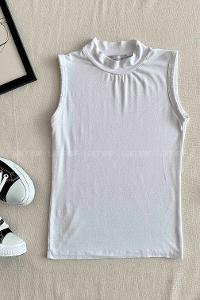 White Crew Neck Zero Arm Combed Fabric Body