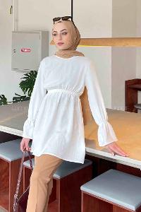 White Crew Neck Cotton Fabric Unprinted Tunic