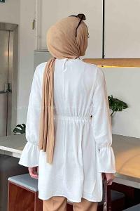 White Crew Neck Cotton Fabric Unprinted Tunic