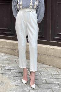 Ecru Linen High Waist Linen Pants