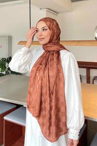 Lamelif Dama Desen Jakar Şal Badem