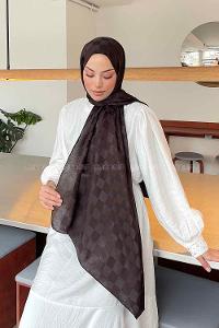 Plaid Brown Viscose Fabric Printed Shawl