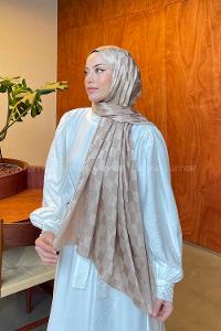 Lamelif Dama Desen Jakar Şal Latte