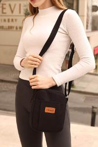 Lamelif  Kanvas İki Bölmeli Omuz Çantası Siyah