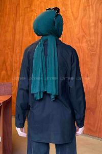 Lamelif Katlamalı Kol Detaylı Gömlek Siyah