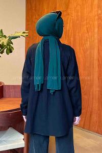 Black Shirt Collar Long Arm Viscose Fabric Shirt