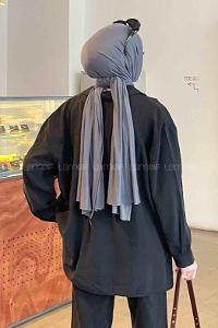 Lamelif Yan Yırtmaçlı Gömlek Siyah