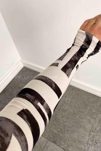 Lamelif Dijital Baskılı Yarım Balıkçı Yaka Body Siyah-Beyaz