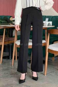 Black Poplin Fabric Elastan High Waist Comfortable Pants