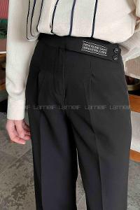 Black Poplin Fabric Elastan High Waist Comfortable Pants