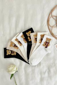 Lamelif Sevimli Tüylü Ayı 4lü Kolej Çorap