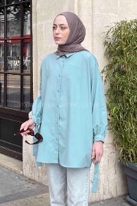 Lamelif Kol Detaylı Gömlek Mint Yeşili