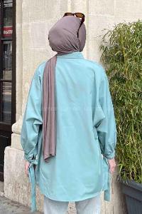 Lamelif Kol Detaylı Gömlek Mint Yeşili