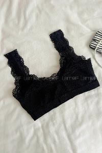 Black Cotton Without Underwire Unsupport Bralet